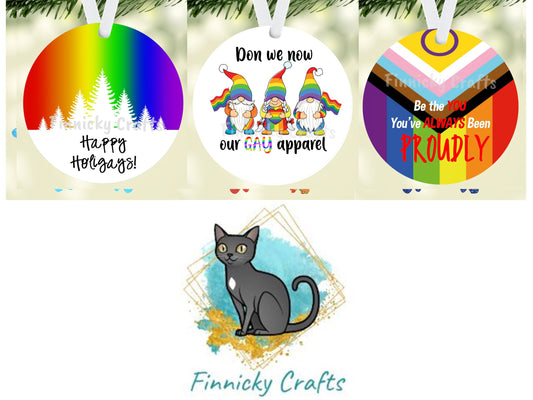Round Shape, Gay Pride, Christmas, Digital, PNG, Download, Ornament, Sublimation, Christmas, Badge Reel