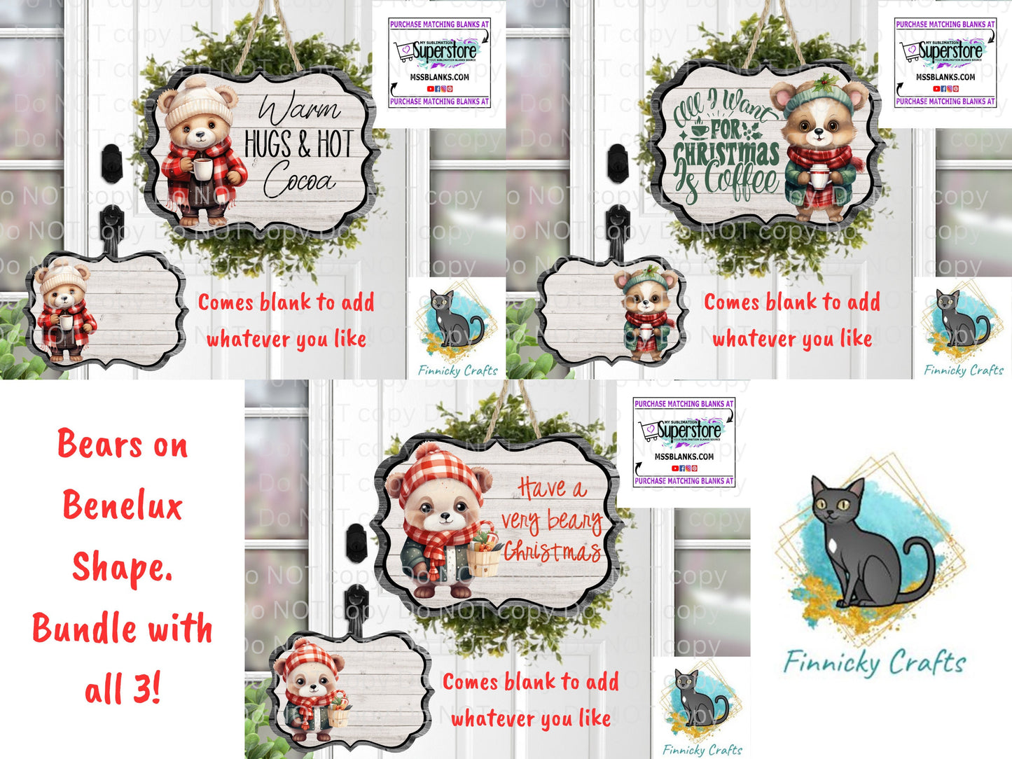 Customizable Bear Bundle of 3, With words and blank; Ornament, Sign, Earrings,  Christmas, sign, png, Digital Download, Benelux shape
