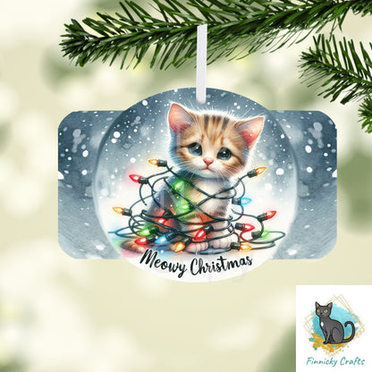 Plaque, Cat, Christmas ornament, lights, Sublimation, Digital, PNG, Design, Download Only, Ornament, Decoration, Sign, DTF