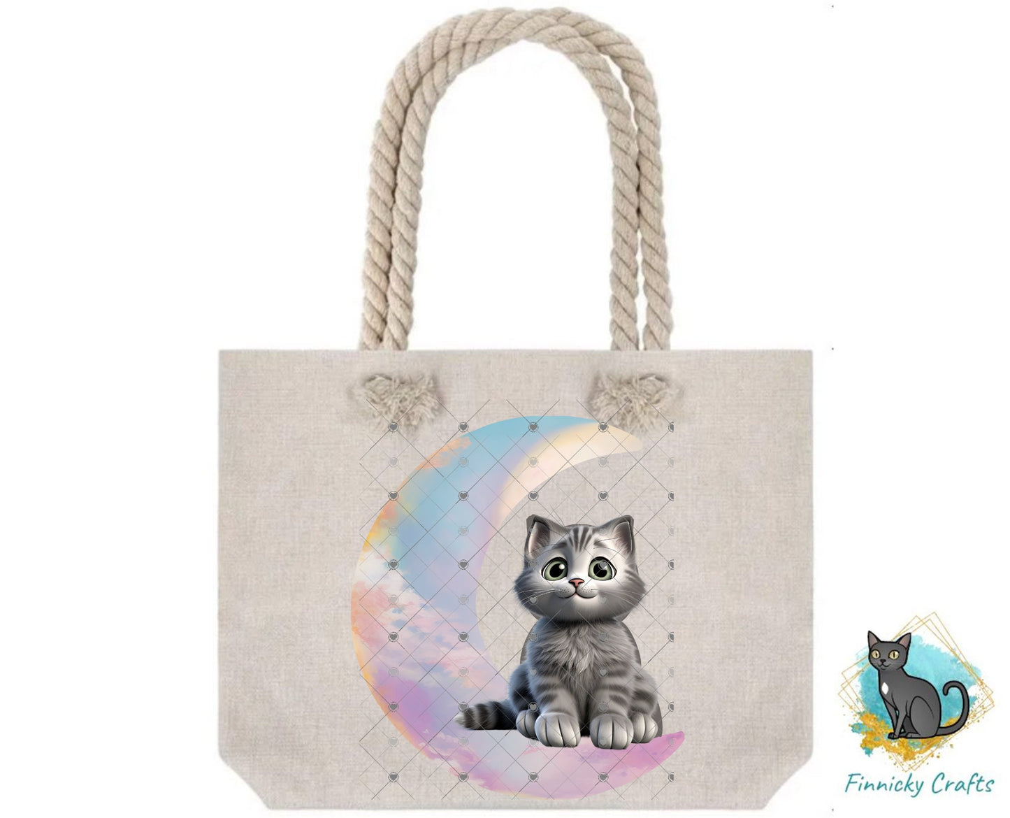 Moon Cat - Gray Cat - Crescent Moon - 2 versions (Welcome & Blank) - Earrings - Signs - Design - PNG - T-shirts - DTF and Sublimation