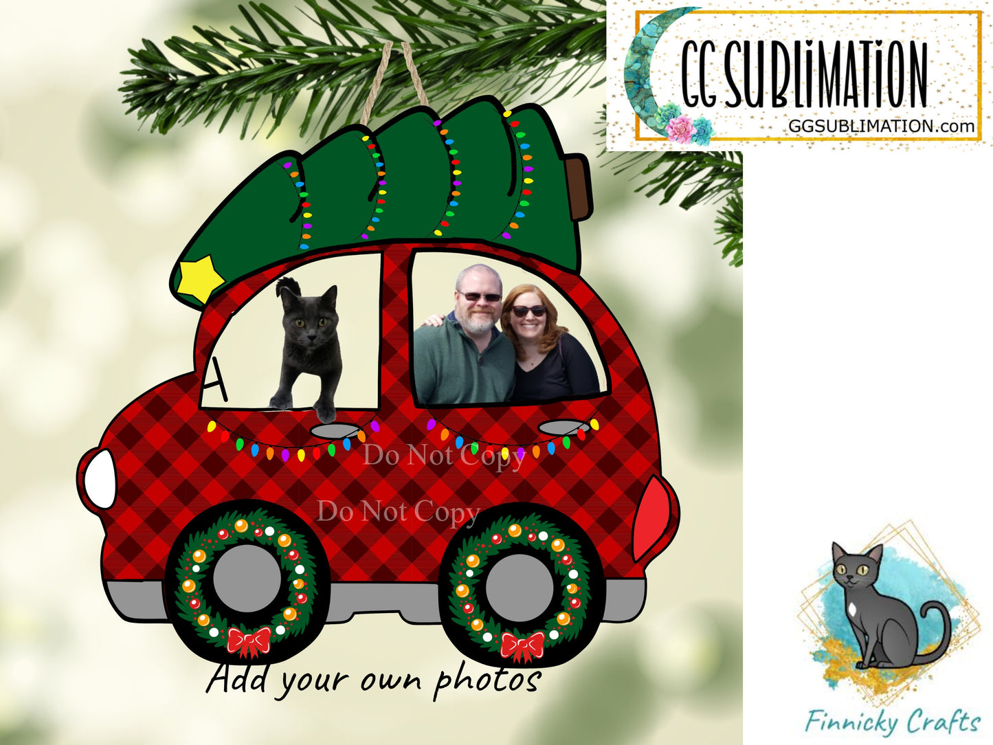 Customizable Buffalo Red Plaid Christmas Design png - Add your photos