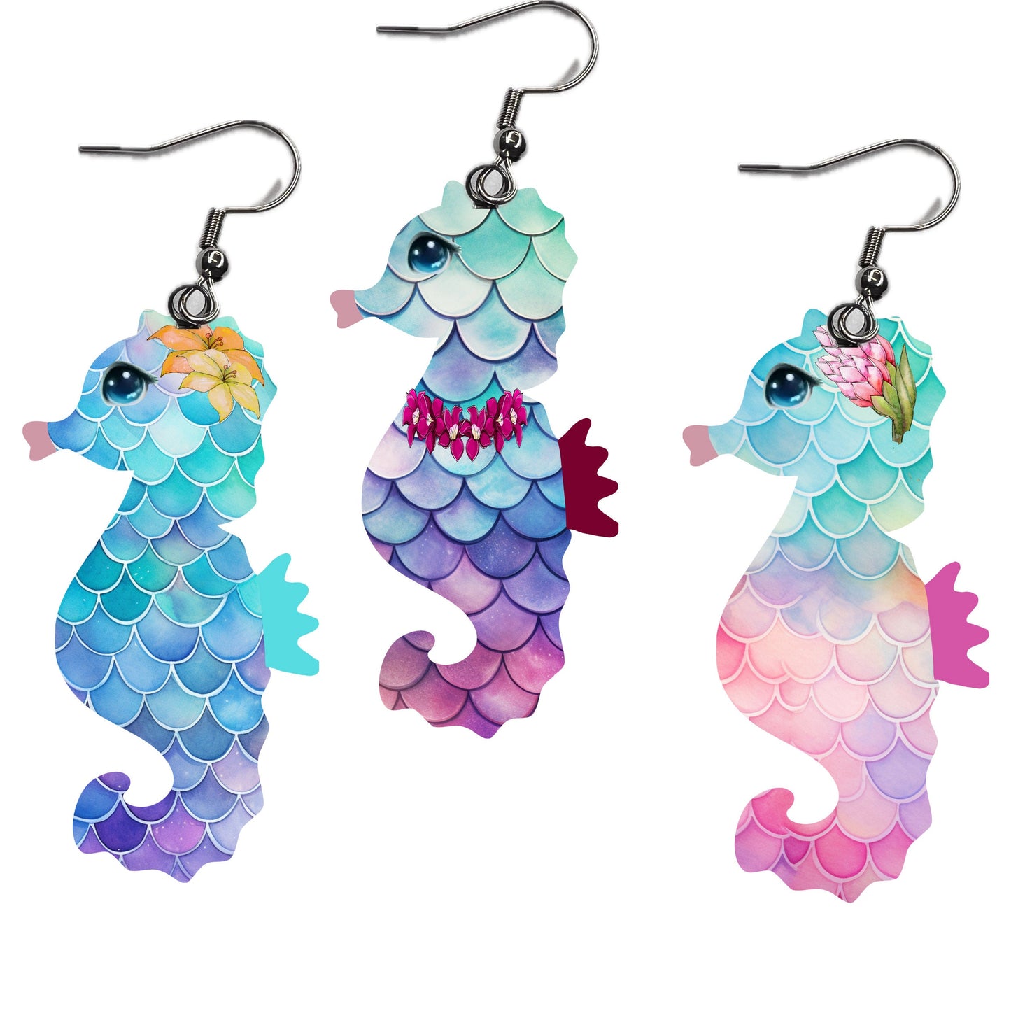 Seahorse Bundle, Earrings, Sublimation, Digital, PNG, Design, Download