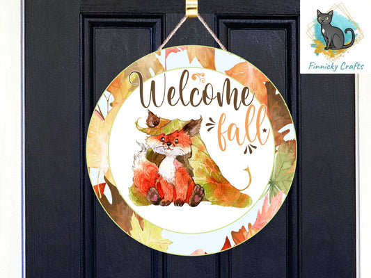 Sublimation Autumn Fall Fox Round Sign - T-shirt - Cap - Pillow - Ornament - Coaster - Cup - Bag Design - Digital Download
