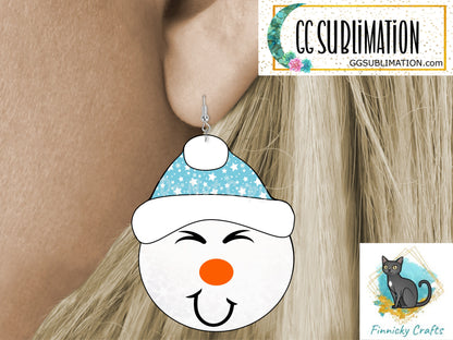 Snowman Design, Snowman Beanie, Winter, Bundle, Sublimation, Digital Design, PNG, Download, Decoration, Earring, Door Hanger, Ornament