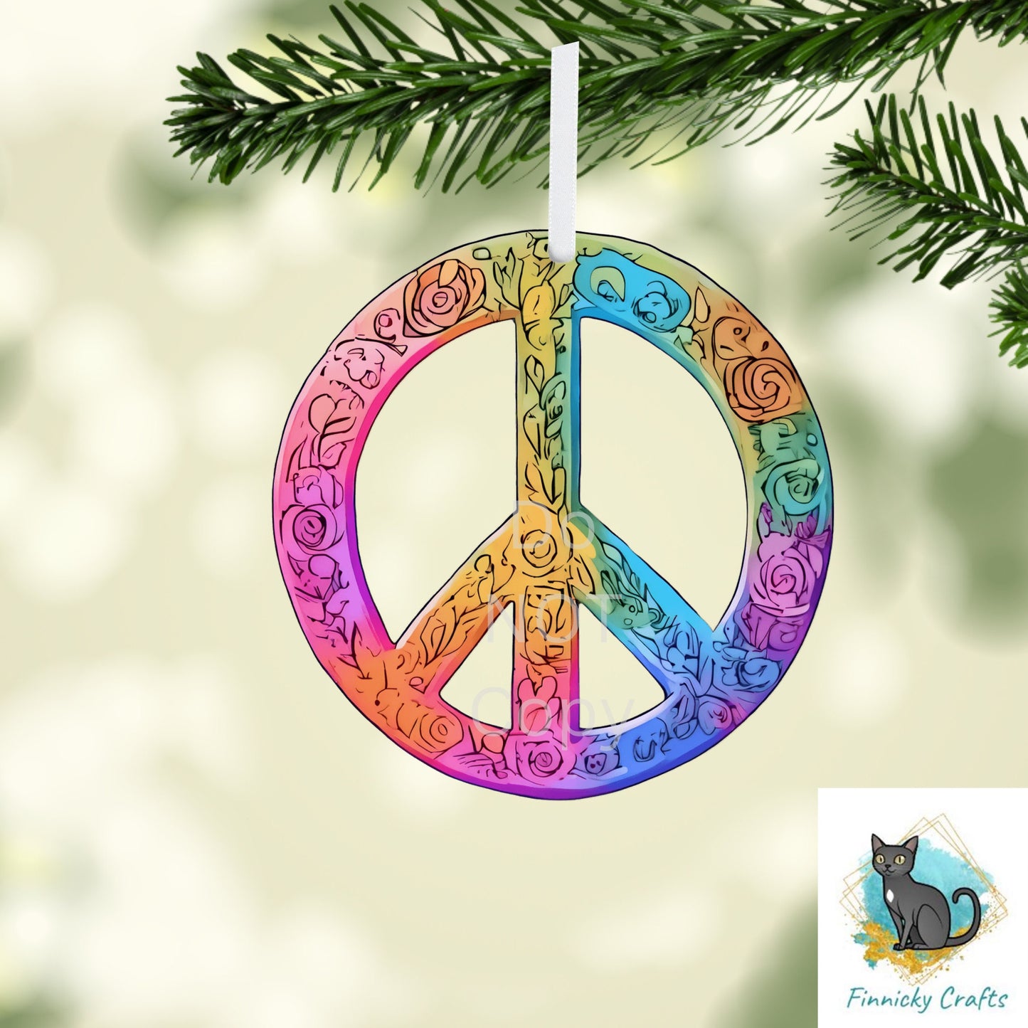 Multicolor Peace Symbol png - Sublimation Designs - Round Acrylic - Suncatcher - Home Decor - Night Light - Earrings