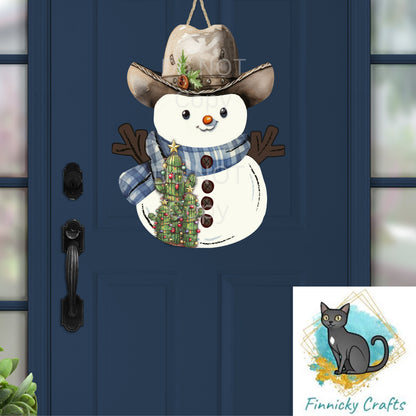 Cowboy Snowman- Sublimation Design -Earrings, Winter, Christmas, Ornament, Sign, Decor, Suncatcher, MDF, DTF, Acrylic