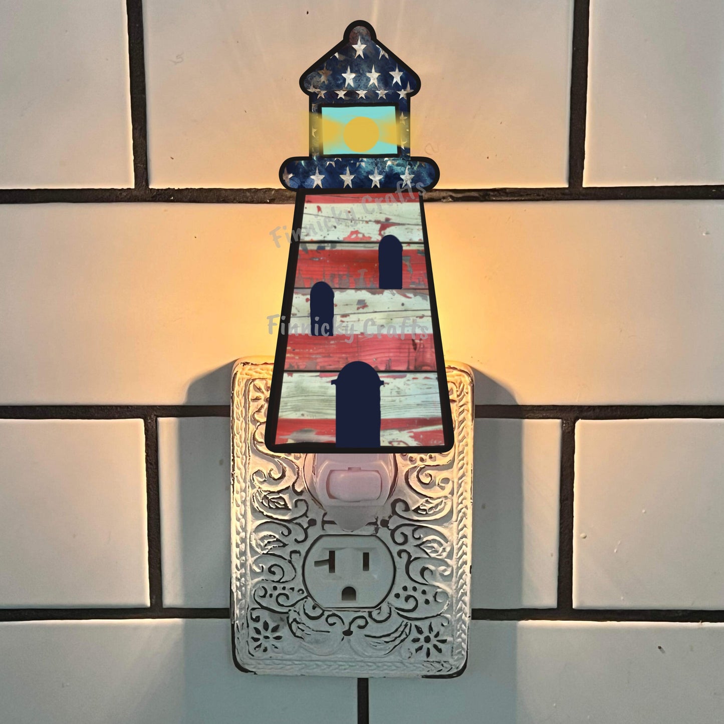 Patriotic Red White Blue Lighthouse Sign, Nightlight, Keychain, Earrings, Sublimation, Digital, PNG, Design, Download, Acrylic, MDF