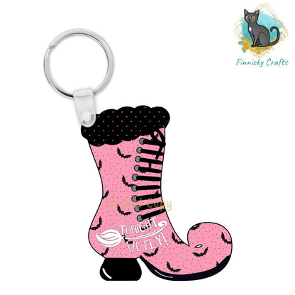 Halloween, Pink Witch's Boot, Spooky, Bats, Tonight We Fly, Welcome, Earrings, Door Wall Hanger, Sublimation, Digital, PNG, Design, Download