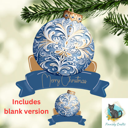 Fishing bulb, Ornate Blue Christmas ornament, Customizable, Personalize, Sublimation, Digital, PNG, Design, Download Only, Night Light