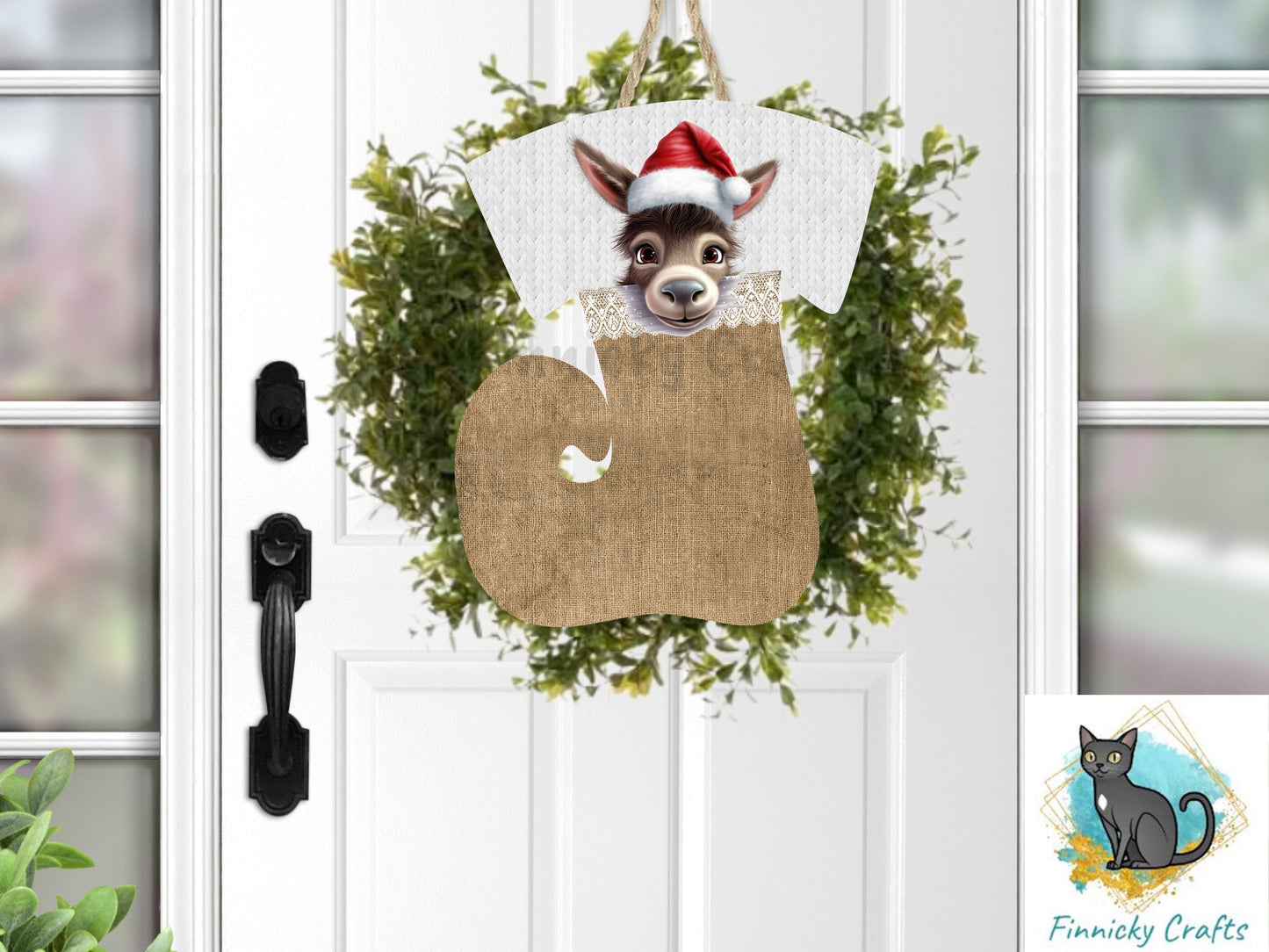 Swirl Stocking Design, Burlap, Peeking Animals, Highland Cow, Pig, Donkey, Christmas, Sublimation, Digital Design, PNG, Earring, Ornament