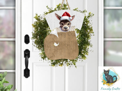 Swirl Stocking Design, Burlap, Peeking Animals, Highland Cow, Pig, Donkey, Christmas, Sublimation, Digital Design, PNG, Earring, Ornament