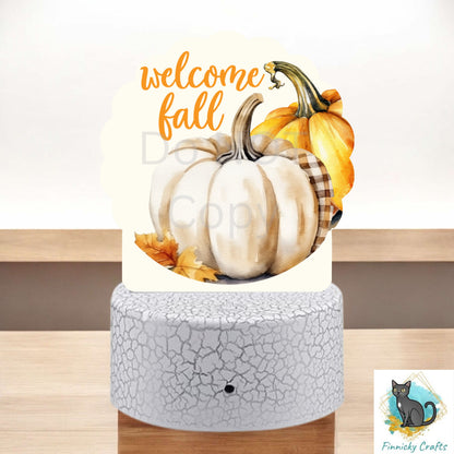 Welcome Fall, Pumpkins, Scallop Light Base Acrylic, Sign, Sublimation, Digital, PNG, Design, Acrylic, Nightlight