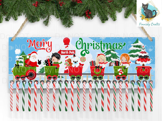 Candy Cane Holder, Santa Train, North Pole Christmas, Digital, PNG, Design, Download, Ornament,Decoration,Sublimation