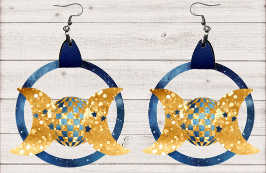 Leather Moons Earrings PNG, Spring Earring Design, Sublimation Leather Earring.
