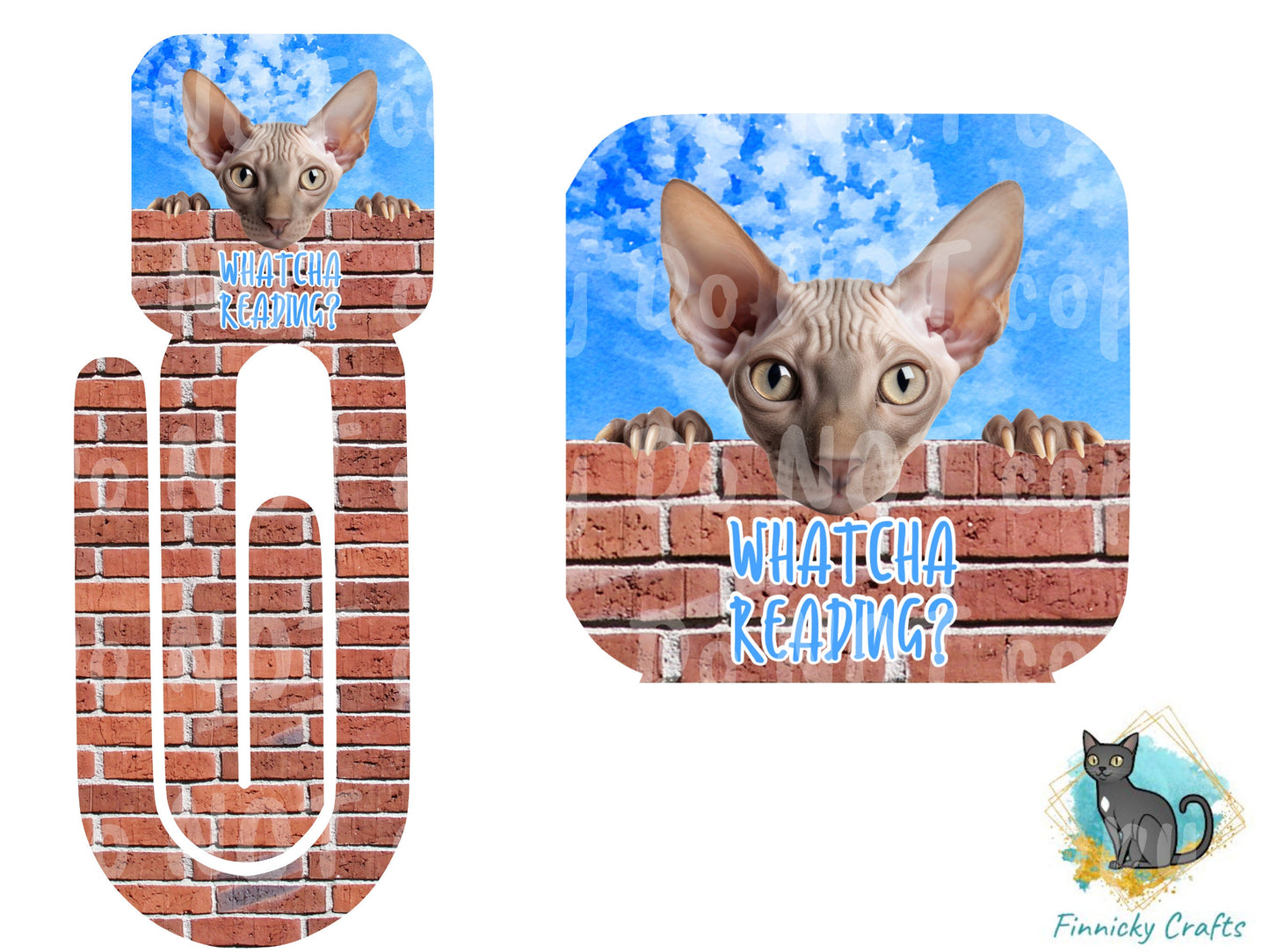 Peeking Cats Bookmarks - 5 Designs Bundle - Sphinx, Orange, Black, Gray, Snowshoe - Whatcha Reading? - Digital Download - PNG