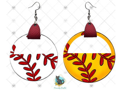 Leather Baseball/Softball Earring PNG, Earring Design, Sublimation Leather Earring.