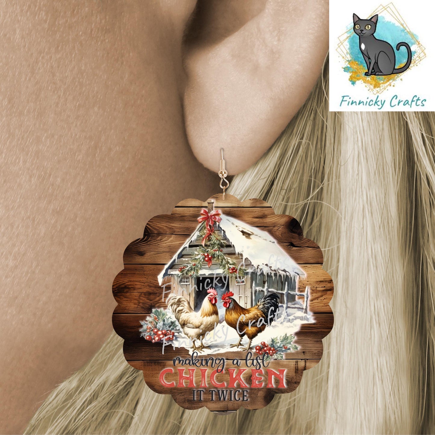 Scallop Blank, Making a List Chicken it Twice, Sign, Sublimation, Digital, PNG, Design, Acrylic, Nightlight, Ornament