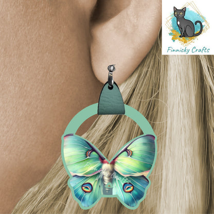 Leather Butterfly Earring PNG, Autumn Earring Design, Moths, Sublimation Leather Earring