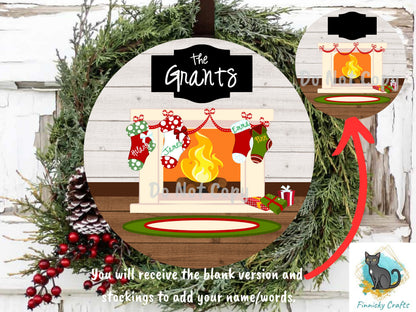 Customizable Fireplace Scene Christmas trees stockings fireplace presents Xmas Sublimation Design PNG Graphic Clip Art Digital Download