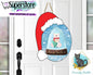 Polar Bear Snow Globe Oval with Santa Hat Christmas Design png