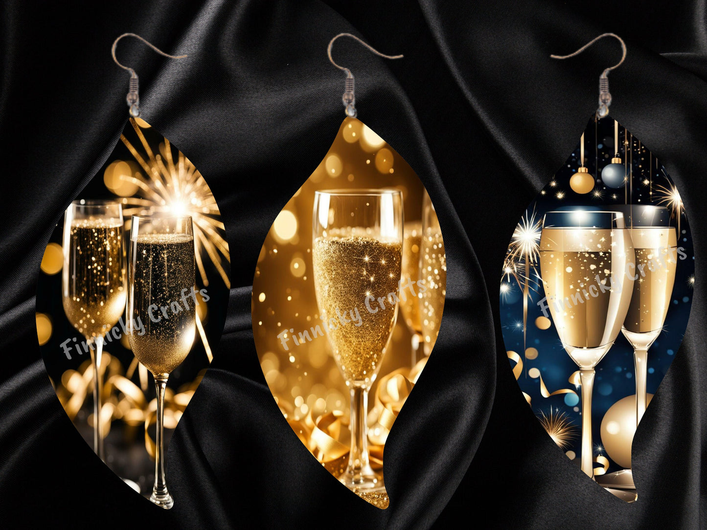 Swirl Bundle  New Year's Design, Champagne, Earring, Keychain, Wall Hanger, Door Hanger, Sublimation, Digital, PNG, Design, Download Only