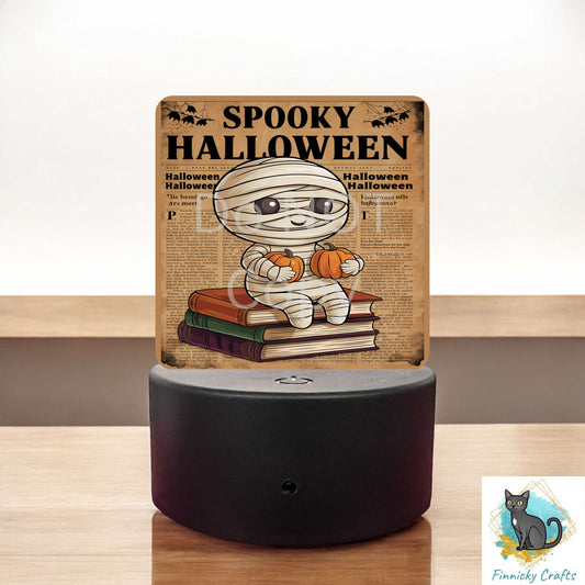Mummy Newspaper png - Sublimation Designs - Square Acrylic - Light Base - Home Decor - Night Light - pumpkins