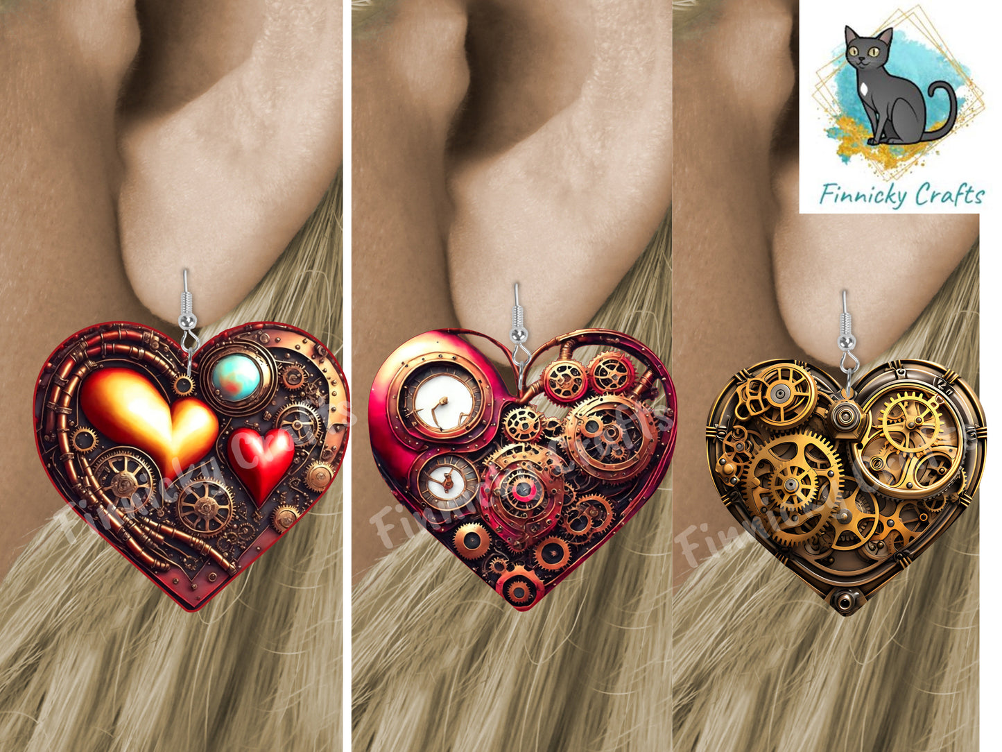 Steampunk Heart, Earrings, Keychain, Wall Hanger, Door Hanger, Sublimation, Digital, PNG, Design, Download Only
