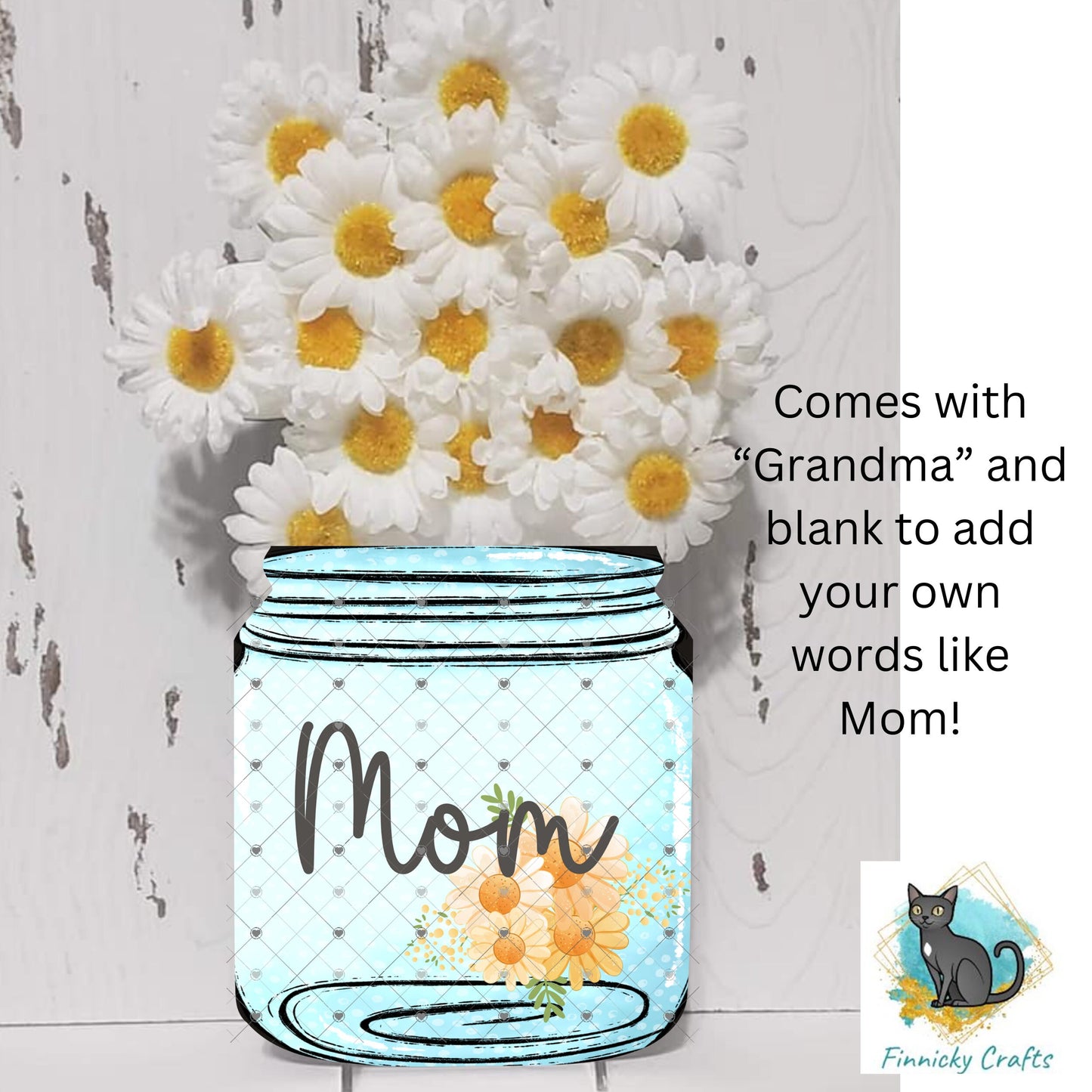 Flower Holder Mason Jar, Mother's Day, Grandma and blank, Customizable, Sublimation, Digital, PNG, Design, Download