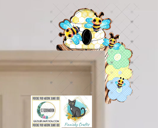 Honeybee House Corner Door Sitter- Door Topper - Decoration - Gift - PNG Digital Download for Sublimation - Over-the-door