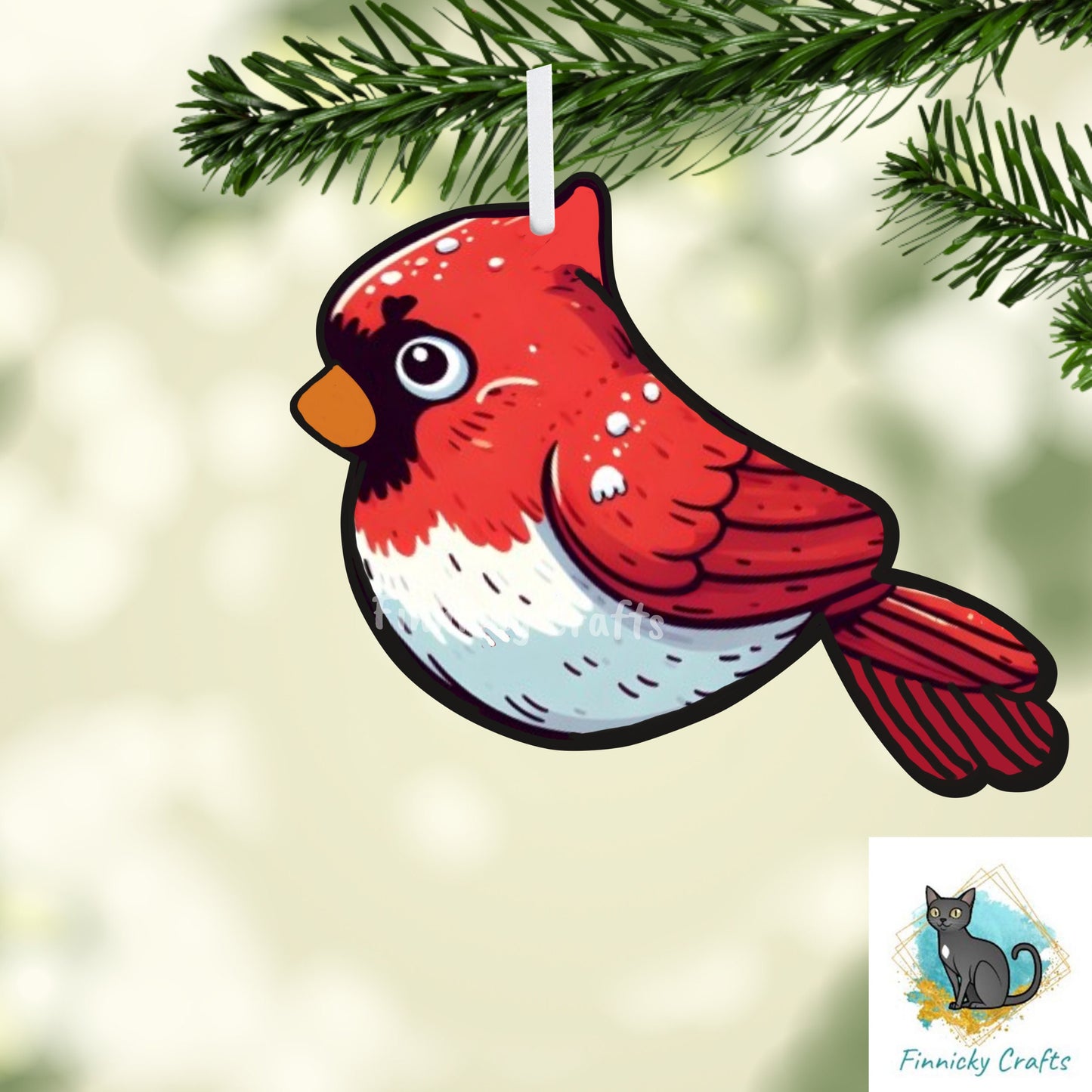 Red Cardinal - Christmas Winter Ornament, Earrings, Nightlight, Sublimation, Digital, PNG, Design, Download, MDF and Acrylic