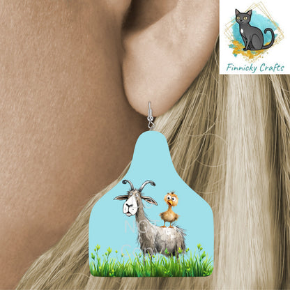Farm Animals Cow Tag Shape Bundle png - Sublimation Designs Wall Hanger - Earring Png - Goat, Sheep, Turkey, Duck, Llama