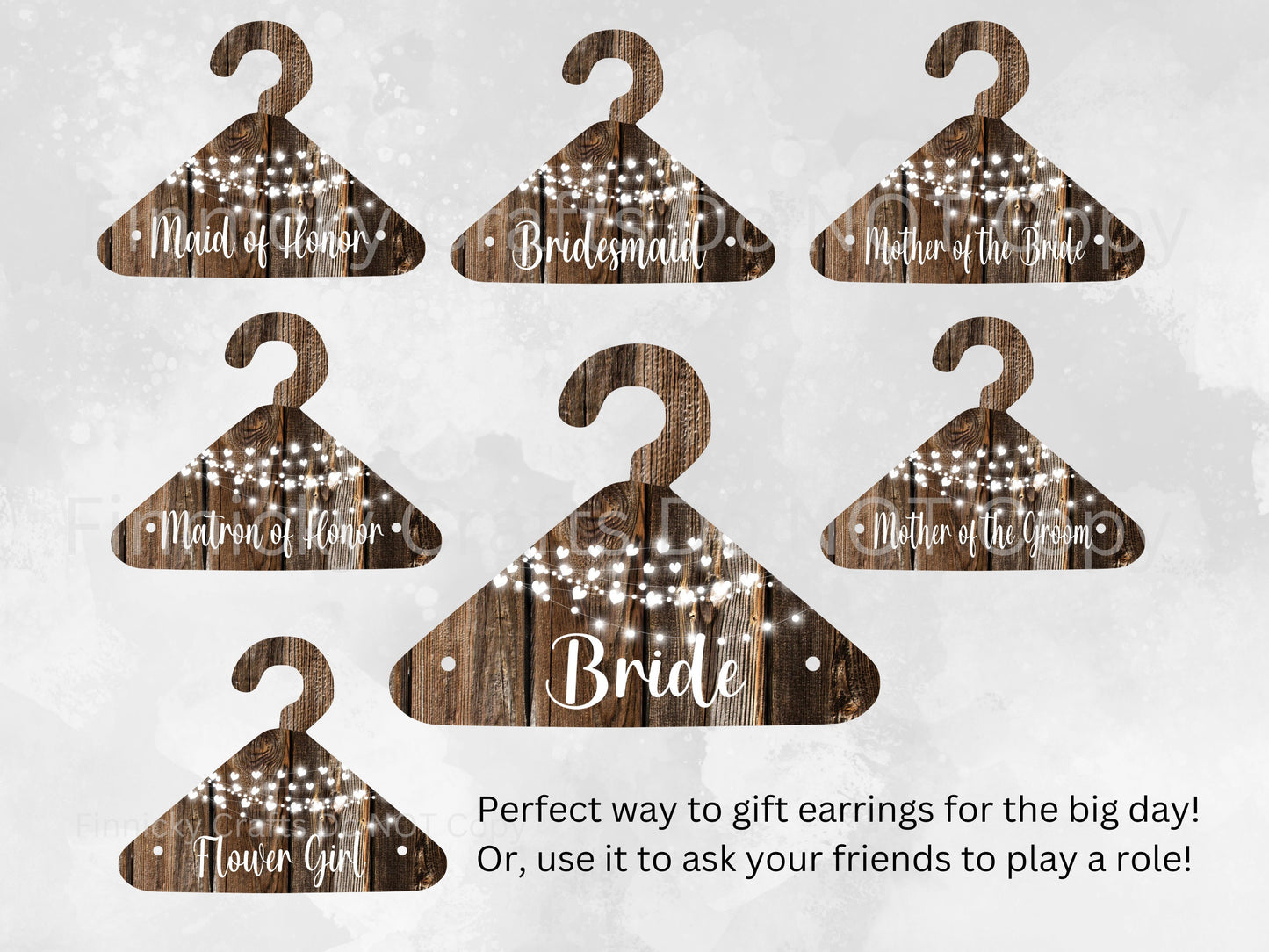 Mini Hanger, Rustic Wedding, Bridal Party Roles, Earrings, Keepsake, Sublimation, Digital, PNG, Design, Download Only