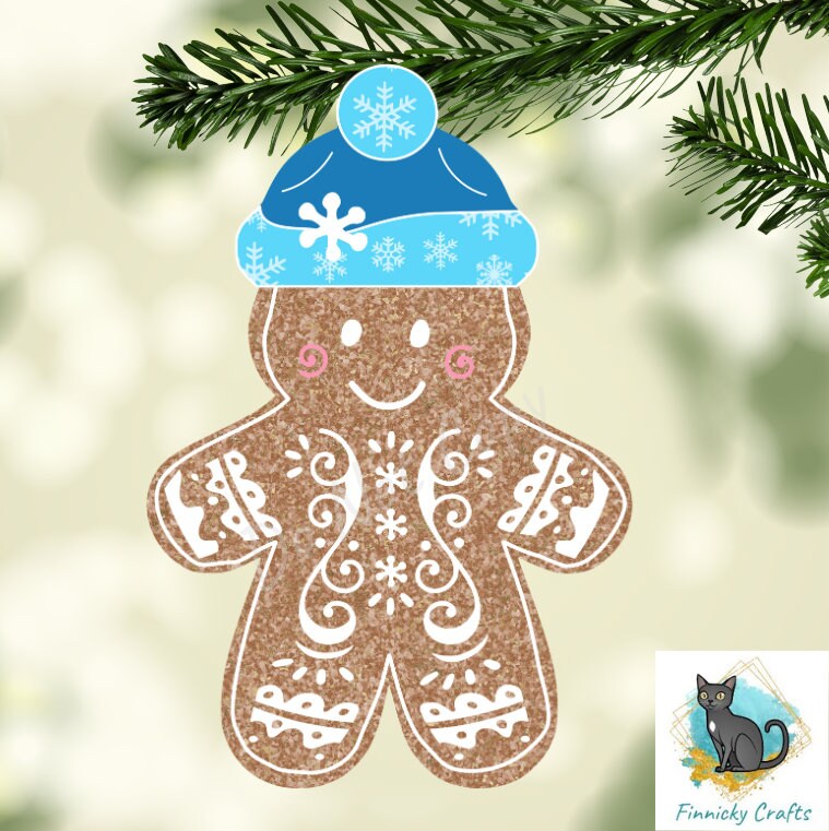 Gingerbread Beanie - Red plaid, black plaid, snowflake Earrings Digital Download- Earrings, Keyrings, Ornaments, Decorations