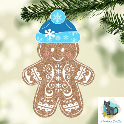 Gingerbread Beanie - Red plaid, black plaid, snowflake Earrings Digital Download- Earrings, Keyrings, Ornaments, Decorations