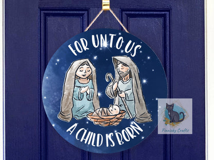 Christmas Nativity Creche Mary Joseph Round Sign - T-shirt - Hat - Pillow - Apron - Coaster - Cup - Bag Design - Digital Download