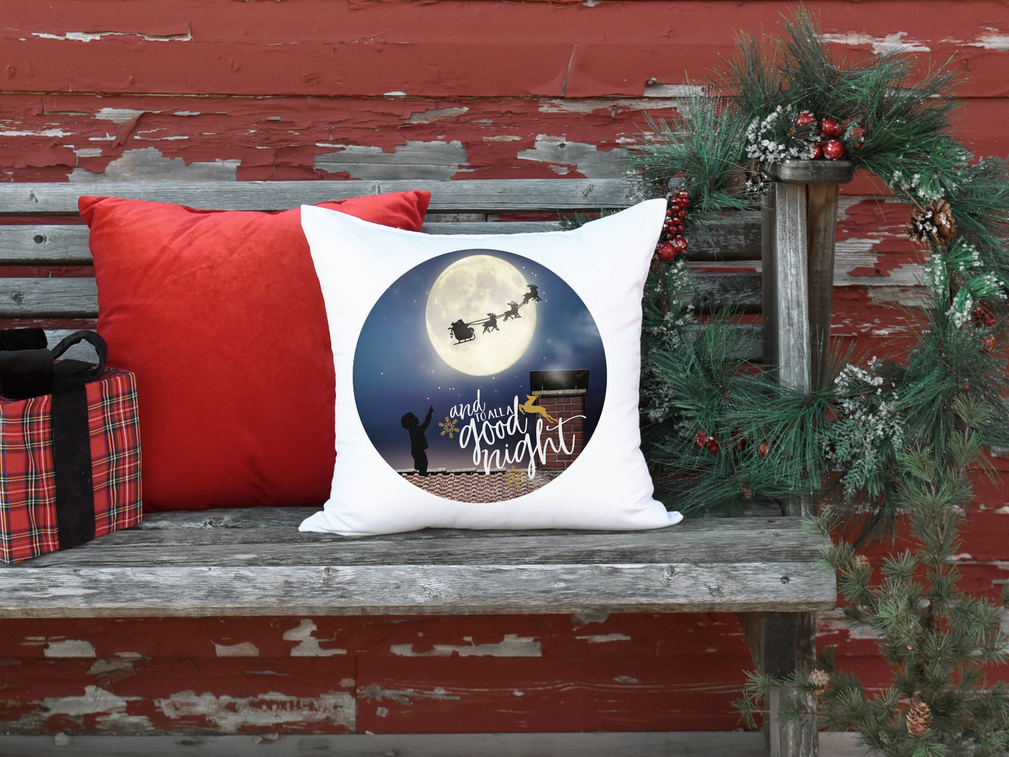 Sublimation Rooftop Santa Sleigh Round Sign - T-shirt - Cap - Pillow - Apron - Coaster - Cup - Bag Design - Digital Download