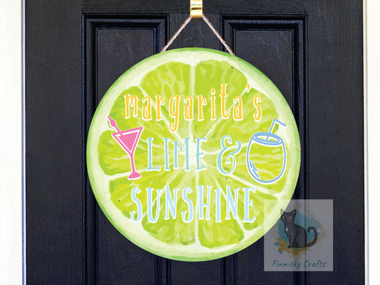 Margaritas Lime and Sunshine Sublimation Design  - Round Sign - T-shirt Design - Digital Download