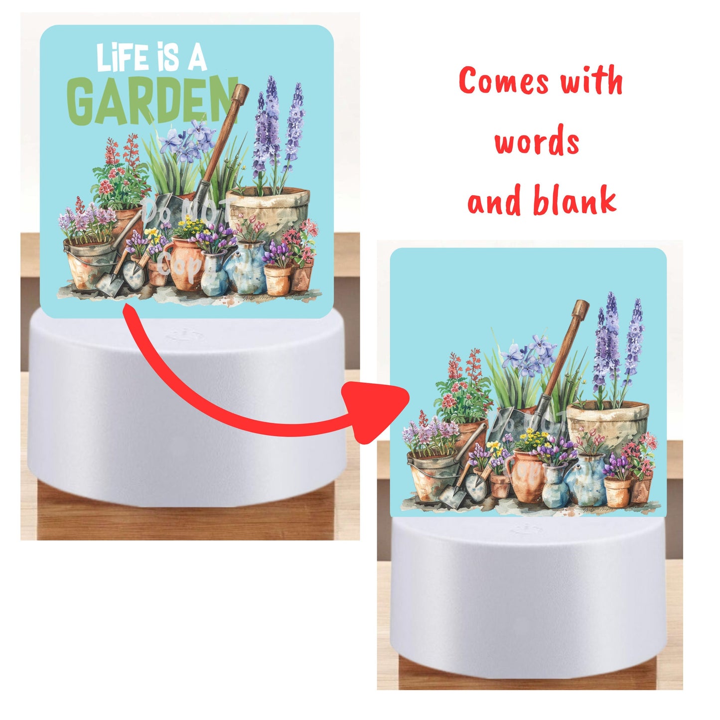 Life is a Garden png - Sublimation Designs - Square Acrylic - Light Base - Home Decor - Night Light - Words & blank