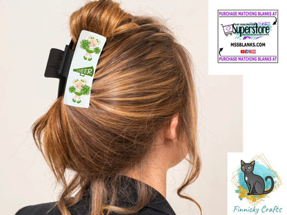 Cheerleading green white hair clip Bundle - Blonde, Brunette, Black hair png - Digital Design - Download, Sublimation - Small and large