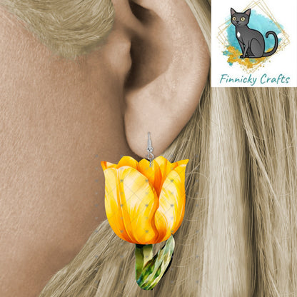 Tulips Sublimation Flower Digital Design- 4 colors - Bundle - Earrings - Signs - Design - keyring - badge reel - bag shirt design
