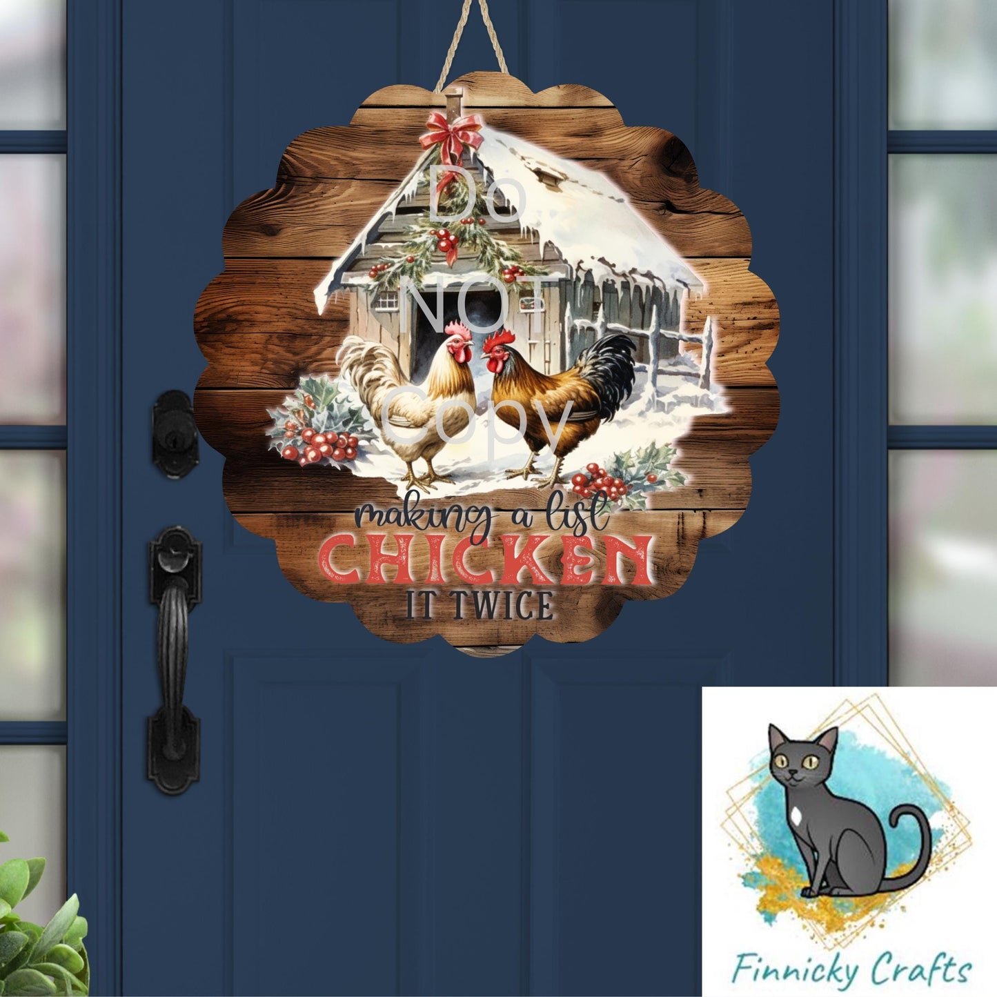 Scallop Blank, Making a List Chicken it Twice, Sign, Sublimation, Digital, PNG, Design, Acrylic, Nightlight, Ornament
