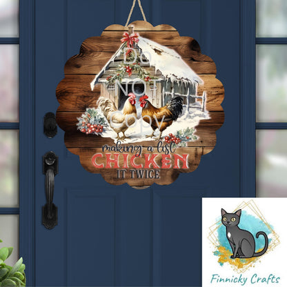 Scallop Blank, Making a List Chicken it Twice, Sign, Sublimation, Digital, PNG, Design, Acrylic, Nightlight, Ornament