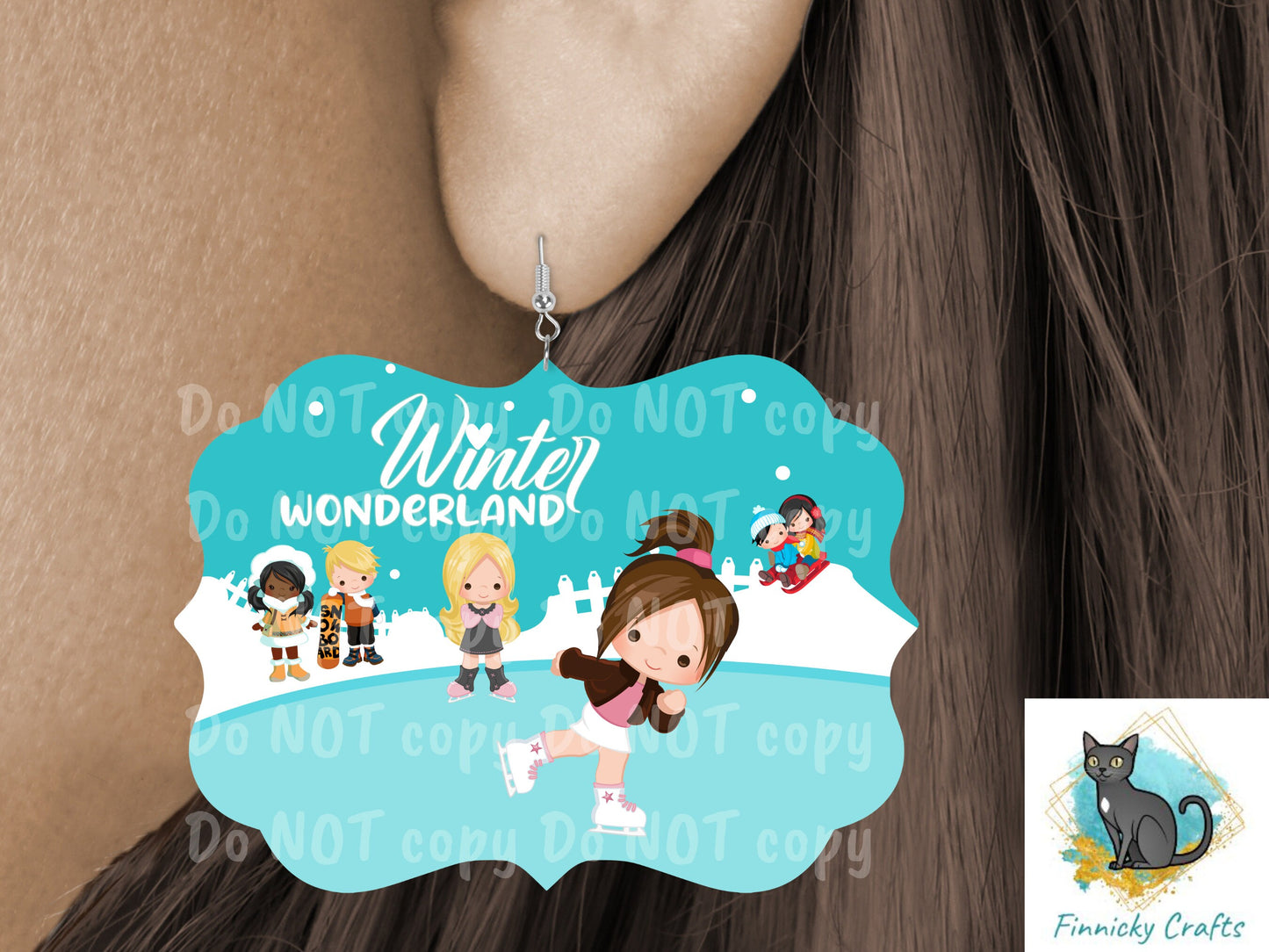 Customizable Kids Winter Wonderland- Ice Skating - Sled - Christmas Sublimation Design PNG Graphic Clip Art Digital Download Benelux shape