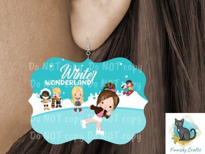 Customizable Kids Winter Wonderland- Ice Skating - Sled - Christmas Sublimation Design PNG Graphic Clip Art Digital Download Benelux shape