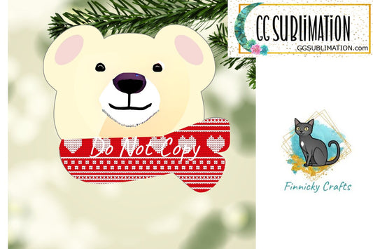 Polar Bear with Festive Scarf Christmas Ornament png