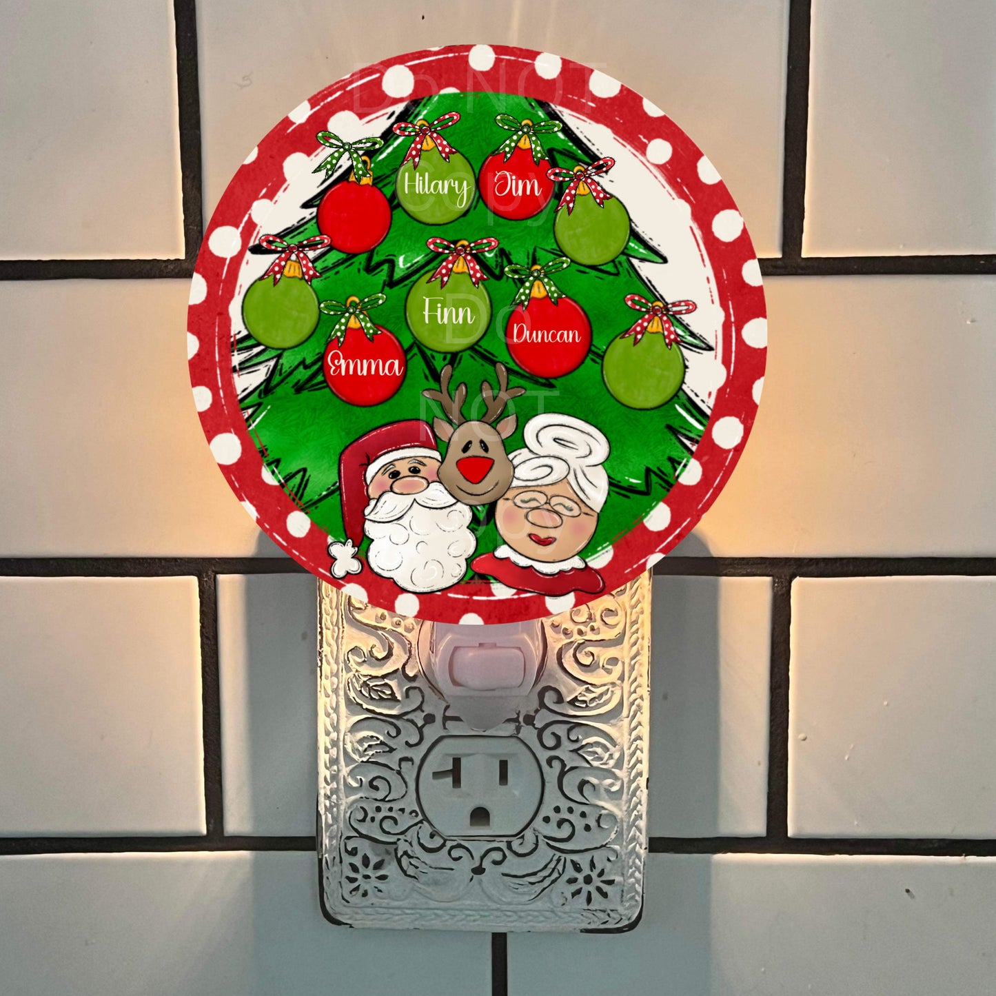 Customizable Christmas Ornament, Round Sign PNG, Digital Download for Sublimation, Door Sign, Earrings, Badge Reels, Night Light