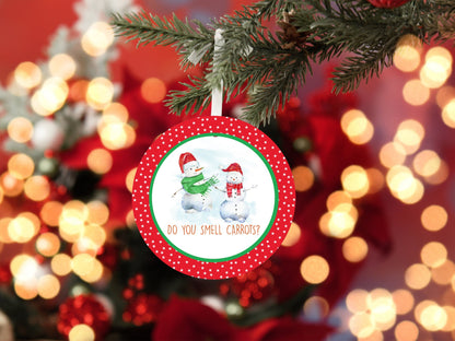 Do you smell carrots? funny snowmen Round Sign - T-shirt - Hat - Pillow - Apron - Coaster - Cup - Bag - Ornament Design - Digital Download