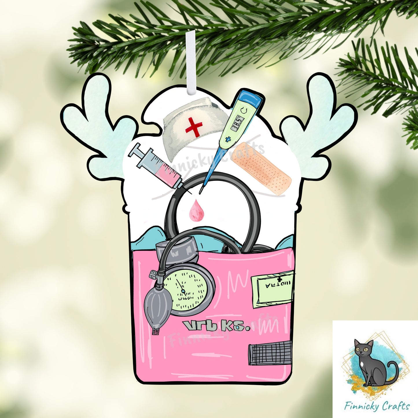 Reindeer Medical Coffee - Christmas Winter Ornament, Nurse, Doctor, Nightlight, Sublimation, Digital, PNG, Design, Download, MDF & Acrylic
