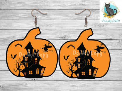 Halloween, Fall, Pumpkin, Silhouette, Sublimation, Tiered Tray Decor, Digital, PNG, Design, Download, Earrings, Door Hanger