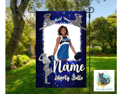 Blue Drill Team Garden Flag- Football Field - Elementary/Grammar, Middle/Junior, High, College, University